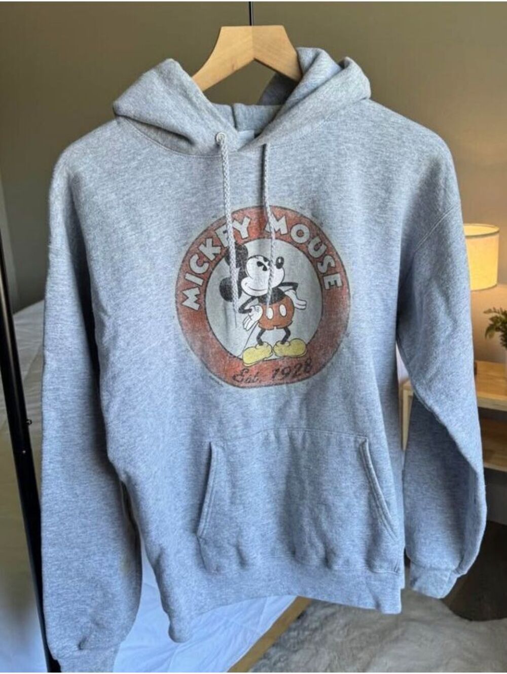 Mens Disney Mickey Mouse Grey Hoodie Sweatshirt Size M/M